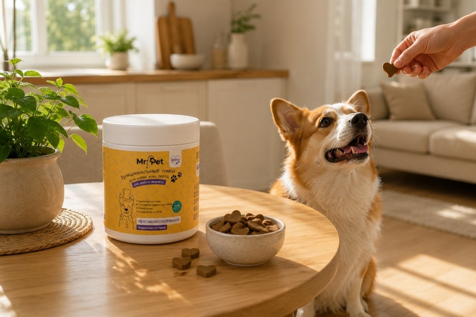 Питомец с удовольствием ест снек Mr.Pet