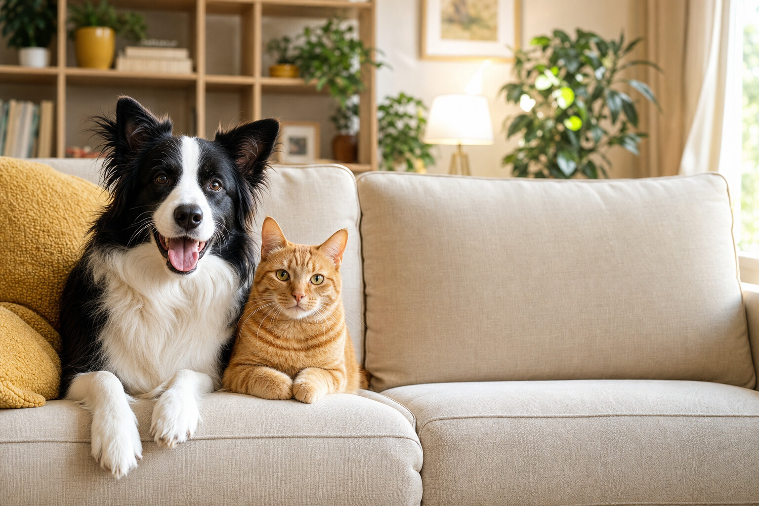 Собака и кот рядом с банкой Mr.Pet